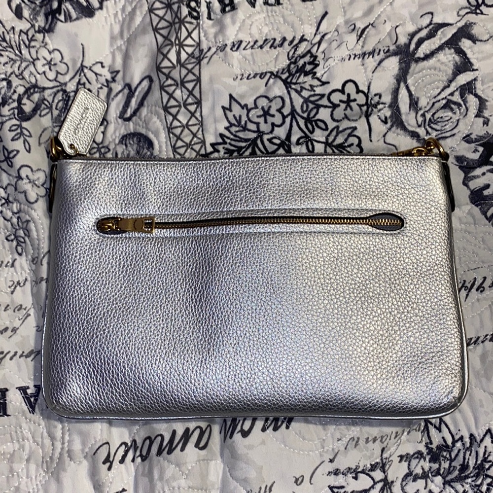 Coach Purse/Over-the-shoulder Bag, Metallic Silver